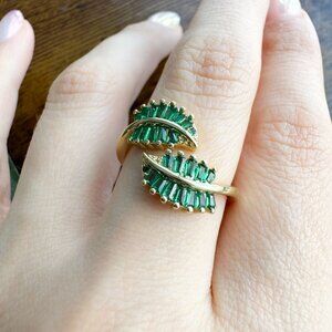 Lab Emerald Palm Leaf Ring by Bichota